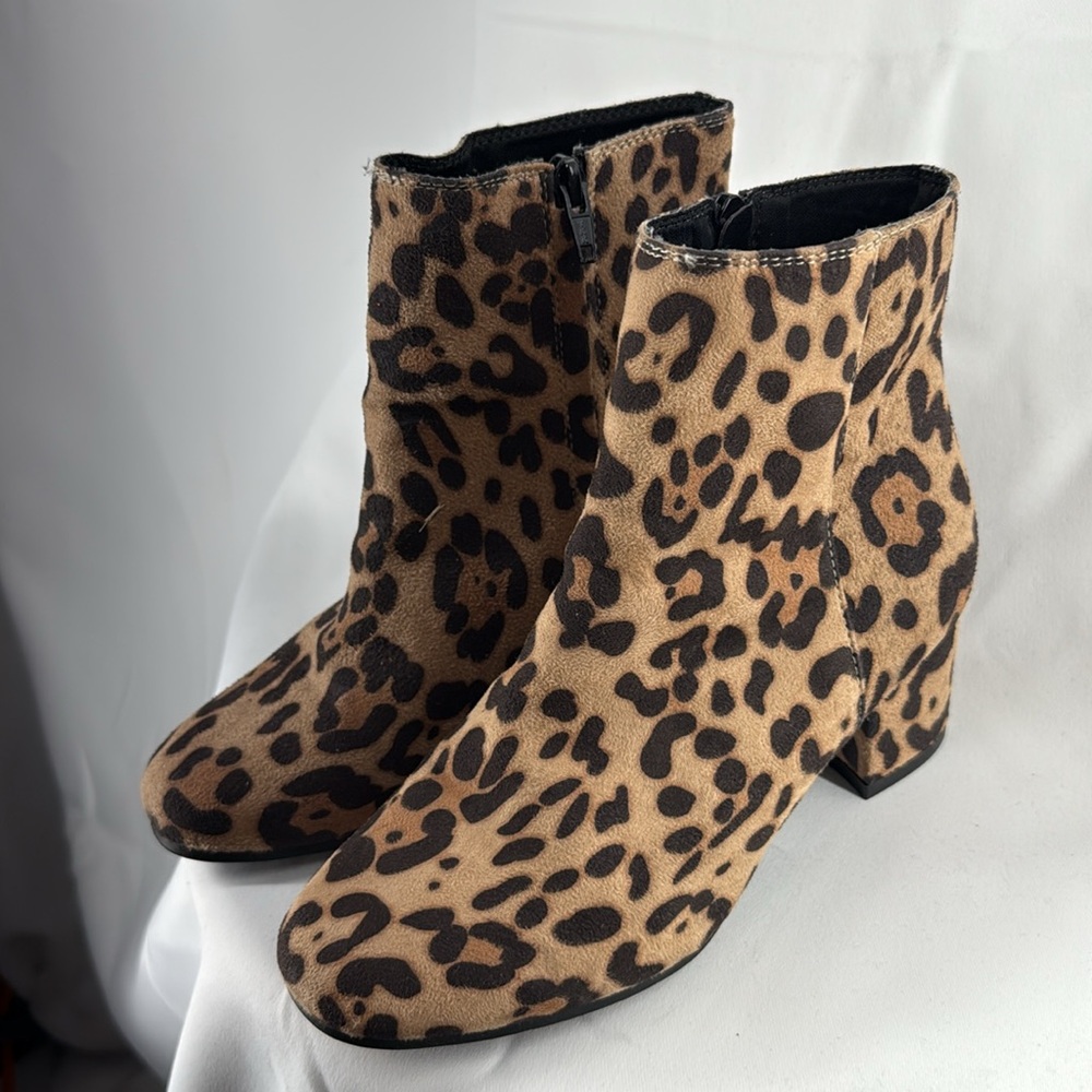 Time & True Leopard Print Booties - Size 6